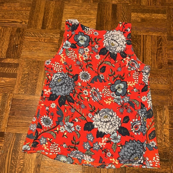 Loft red/floral tank top, small - Picture 2 of 2